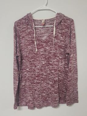 Women's Marled Hooded Long-Sleeve Top - Mauve